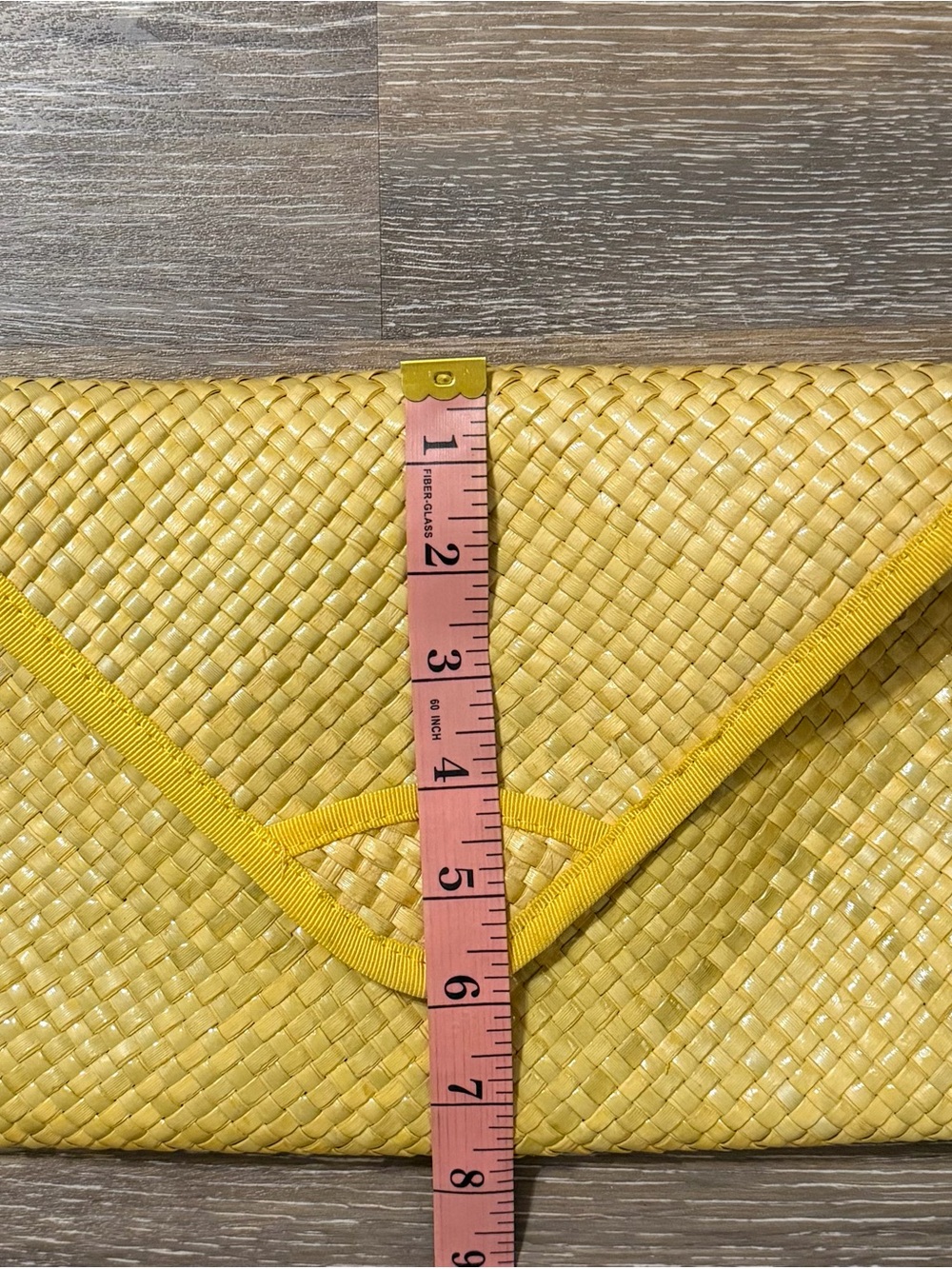 Vintage Liz Claiborne Yellow Woven Raffia Crossbody Clutch 80s Made In Italy - Picture 8 of 10